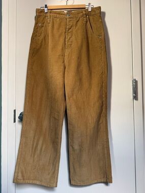 Ami Men's Corduroy Wide-Leg Pants in Caramel